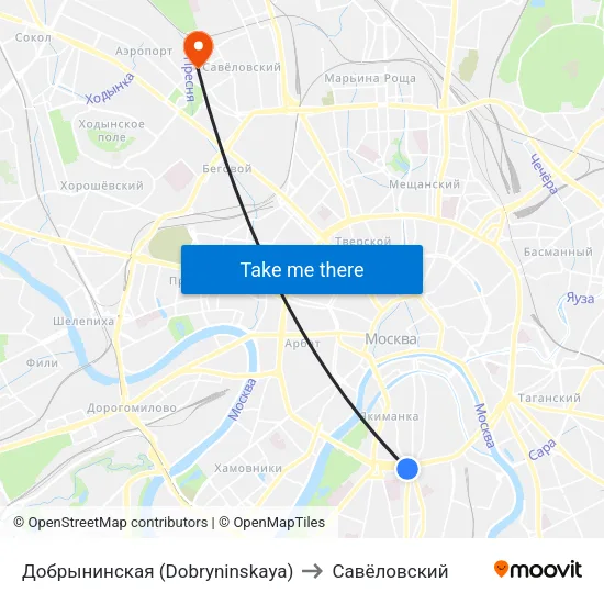 Добрынинская (Dobryninskaya) to Савёловский map