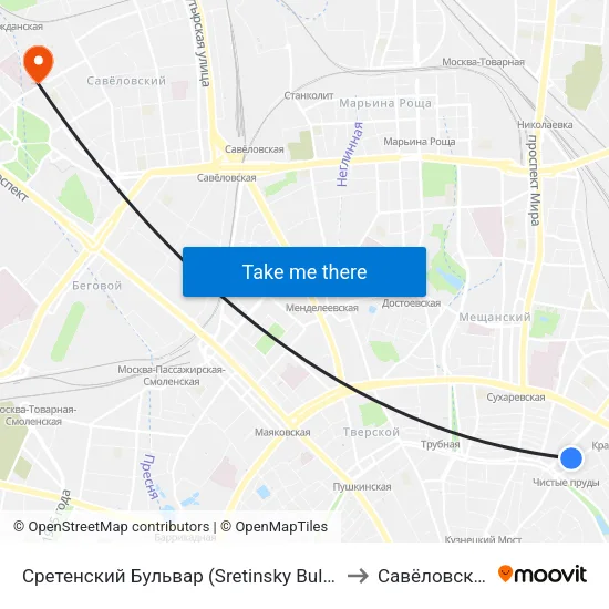 Сретенский Бульвар (Sretinsky Bulvar) to Савёловский map