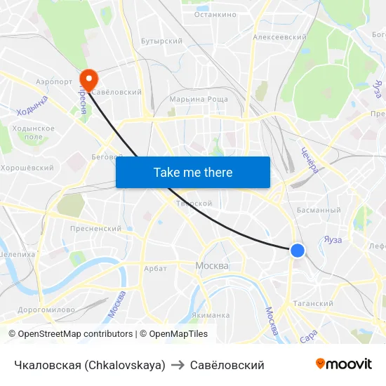 Чкаловская (Chkalovskaya) to Савёловский map