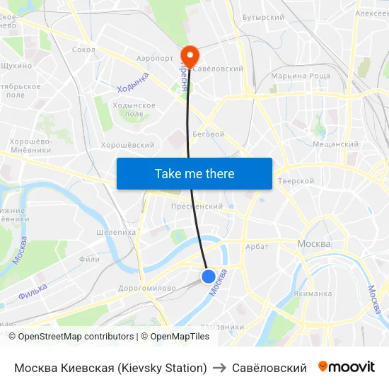 Москва Киевская (Kievsky Station) to Савёловский map