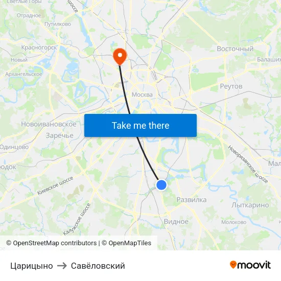 Царицыно to Савёловский map