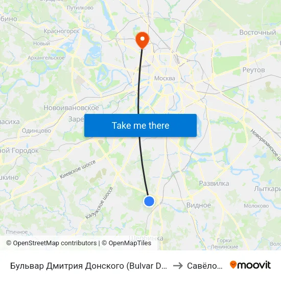 Бульвар Дмитрия Донского (Bulvar Dmitriya Donskogo) to Савёловский map