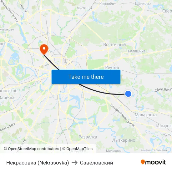 Некрасовка (Nekrasovka) to Савёловский map
