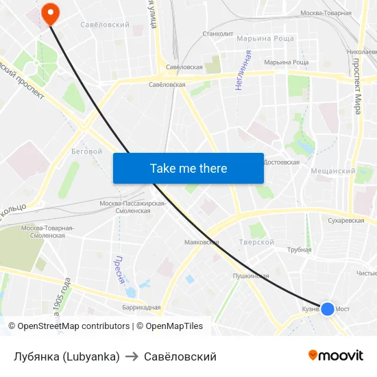 Лубянка (Lubyanka) to Савёловский map
