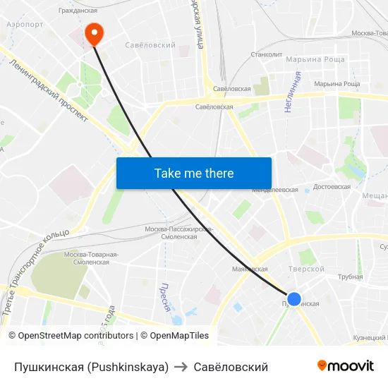 Пушкинская (Pushkinskaya) to Савёловский map