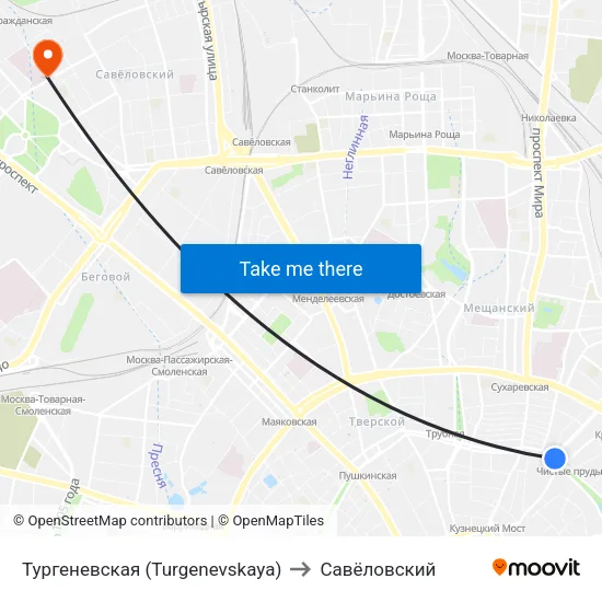 Тургеневская (Turgenevskaya) to Савёловский map