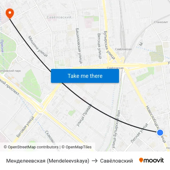 Менделеевская (Mendeleevskaya) to Савёловский map