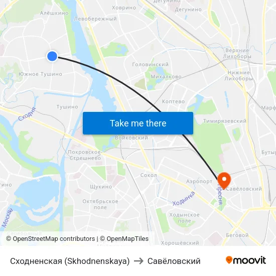 Сходненская (Skhodnenskaya) to Савёловский map