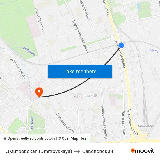 Дмитровская (Dmitrovskaya) to Савёловский map