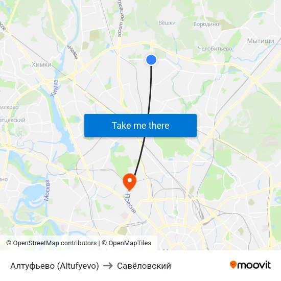 Алтуфьево (Altufyevo) to Савёловский map