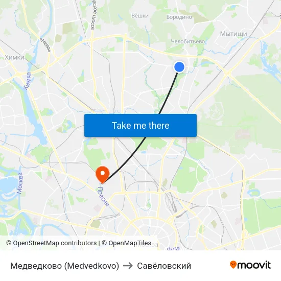 Медведково (Medvedkovo) to Савёловский map