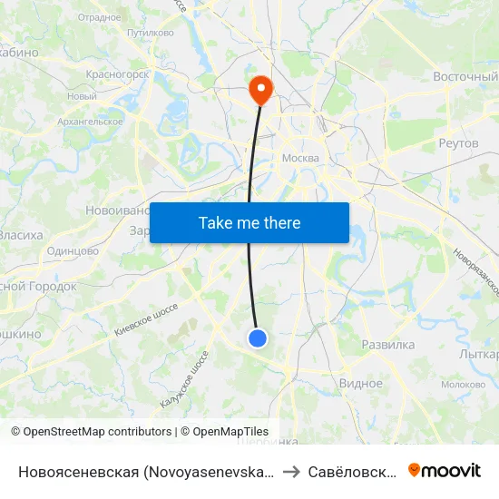 Новоясеневская (Novoyasenevskaya) to Савёловский map