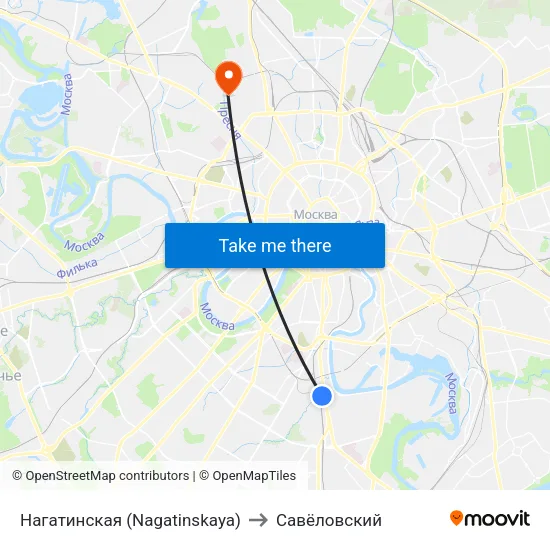 Нагатинская (Nagatinskaya) to Савёловский map