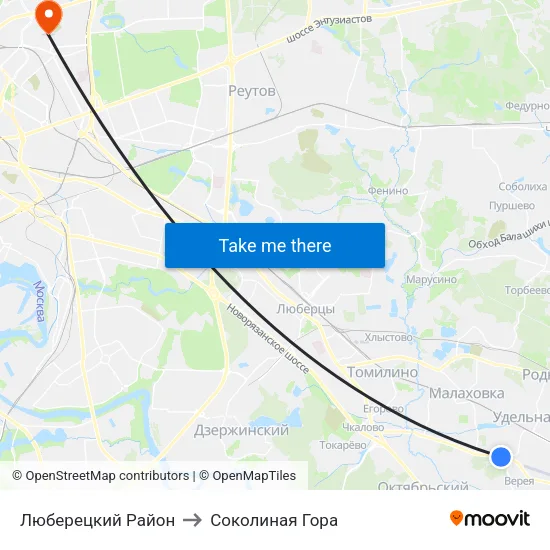 Люберецкий Район to Соколиная Гора map