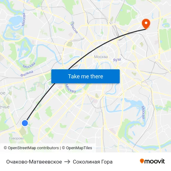 Очаково-Матвеевское to Соколиная Гора map