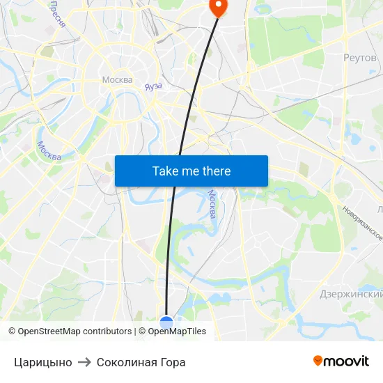 Царицыно to Соколиная Гора map