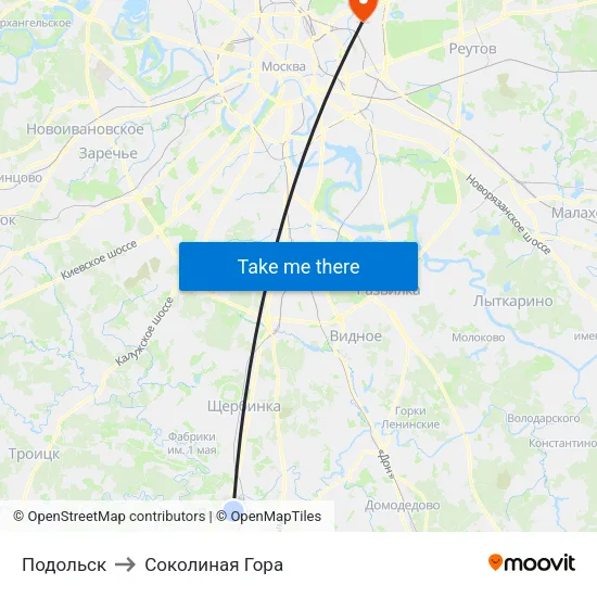 Подольск to Соколиная Гора map