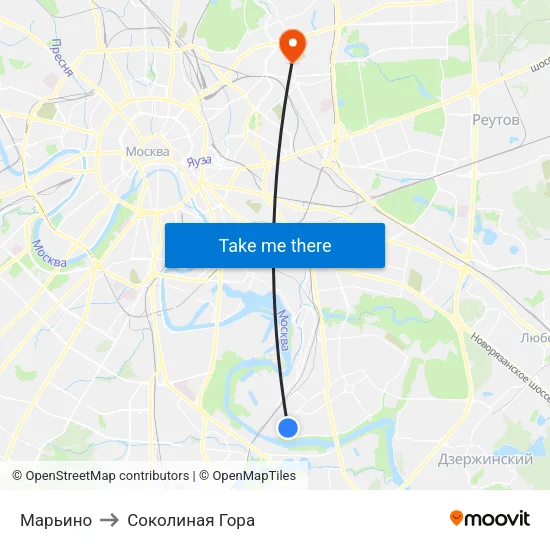 Марьино to Соколиная Гора map