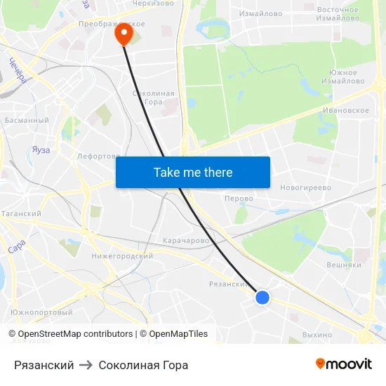 Рязанский to Соколиная Гора map