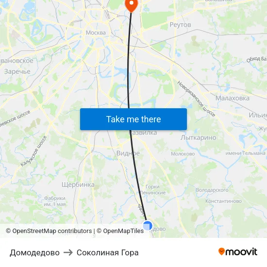 Домодедово to Соколиная Гора map