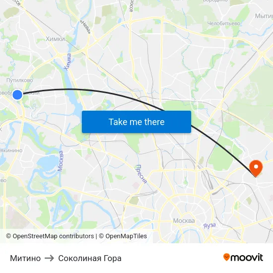 Митино to Соколиная Гора map