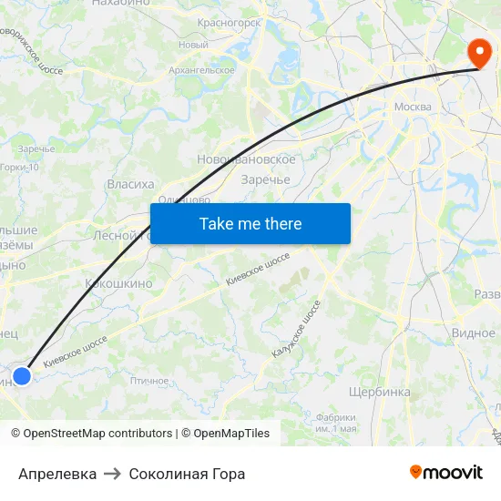 Апрелевка to Соколиная Гора map