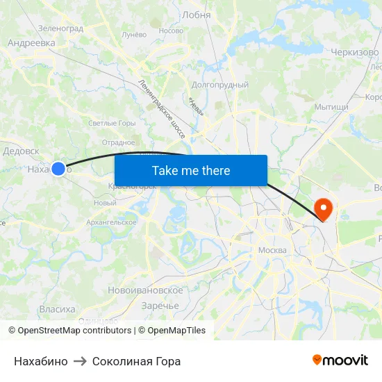 Нахабино to Соколиная Гора map