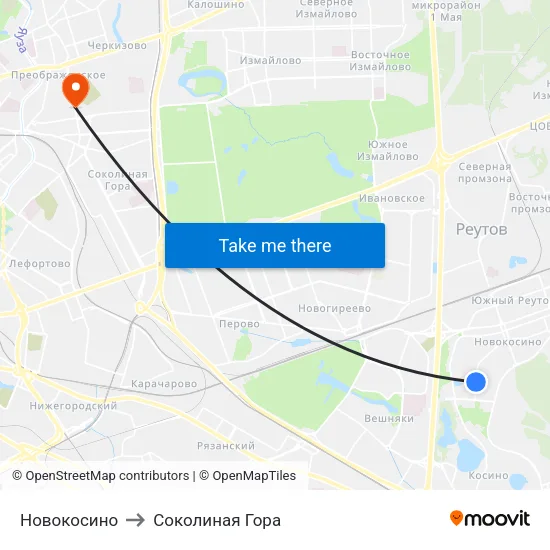 Новокосино to Соколиная Гора map