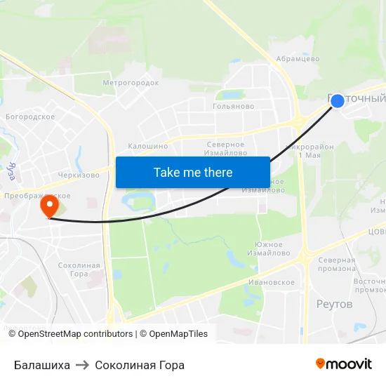 Балашиха to Соколиная Гора map