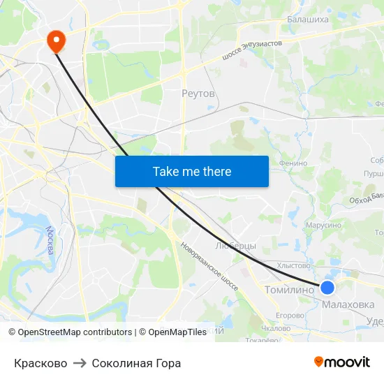 Красково to Соколиная Гора map