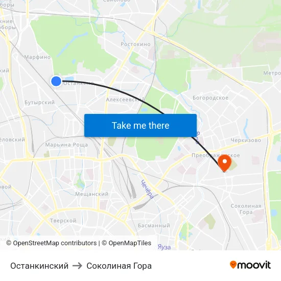 Останкинский to Соколиная Гора map