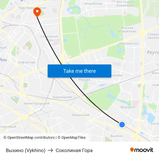 Выхино (Vykhino) to Соколиная Гора map