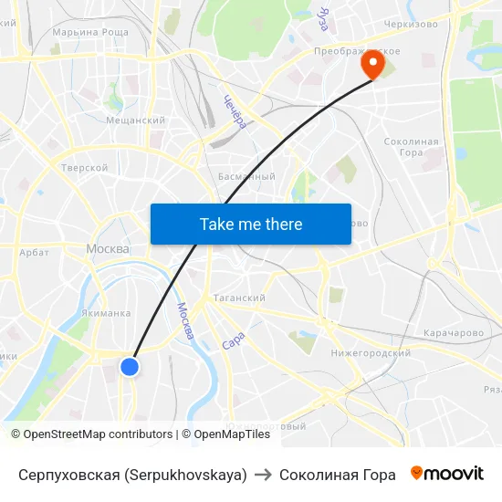 Серпуховская (Serpukhovskaya) to Соколиная Гора map