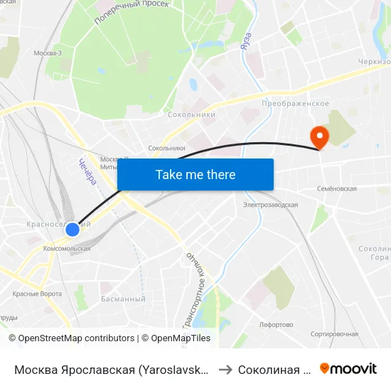 Москва Ярославская (Yaroslavsky Station) to Соколиная Гора map
