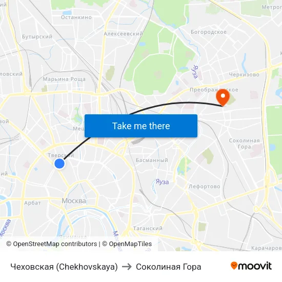 Чеховская (Chekhovskaya) to Соколиная Гора map