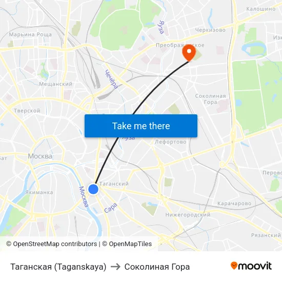 Таганская (Taganskaya) to Соколиная Гора map