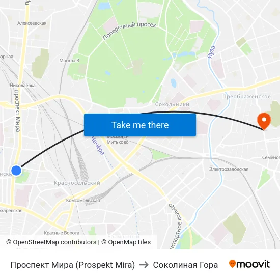 Проспект Мира (Prospekt Mira) to Соколиная Гора map