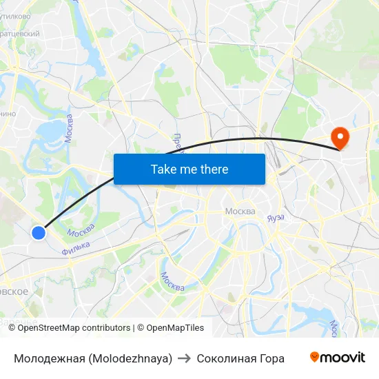 Молодежная (Molodezhnaya) to Соколиная Гора map