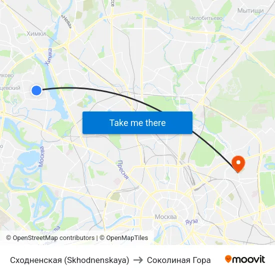 Сходненская (Skhodnenskaya) to Соколиная Гора map