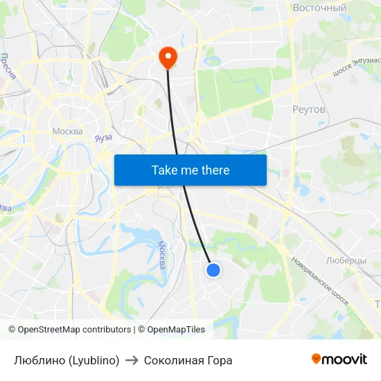 Люблино (Lyublino) to Соколиная Гора map