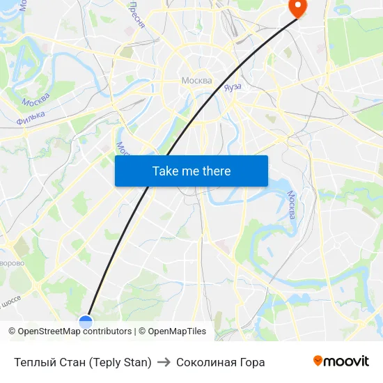 Теплый Стан (Teply Stan) to Соколиная Гора map