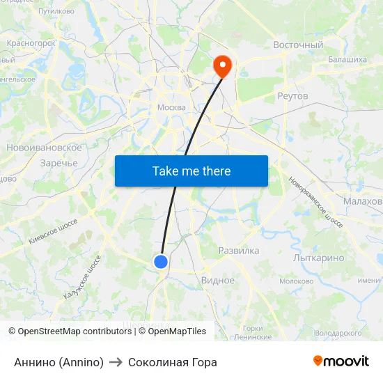 Аннино (Annino) to Соколиная Гора map