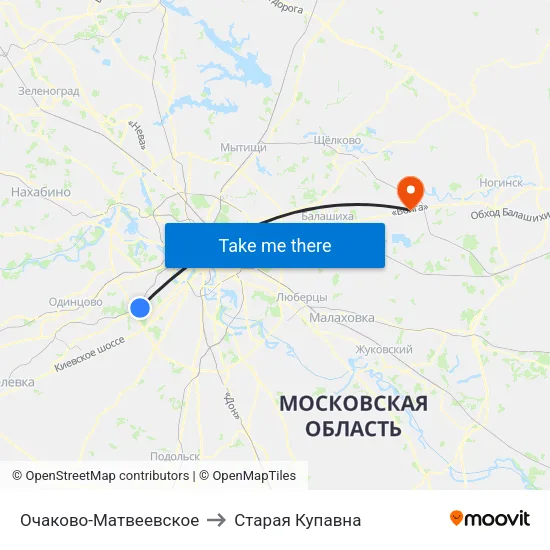 Очаково-Матвеевское to Старая Купавна map