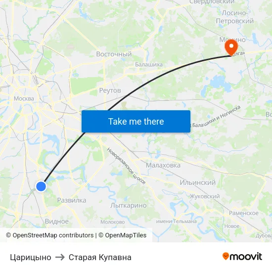 Царицыно to Старая Купавна map