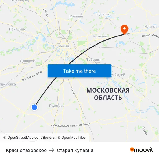 Краснопахорское to Старая Купавна map