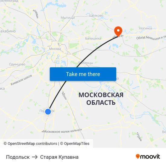 Подольск to Старая Купавна map