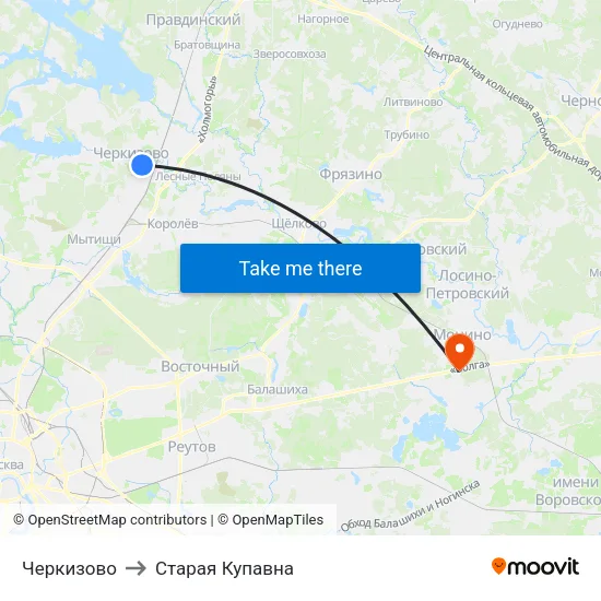Черкизово to Старая Купавна map