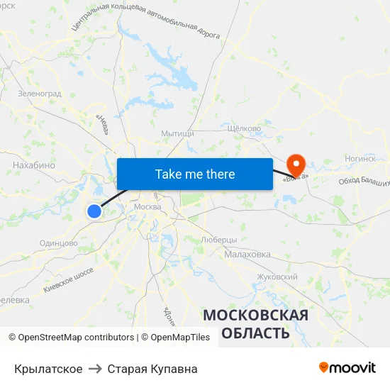 Крылатское to Старая Купавна map