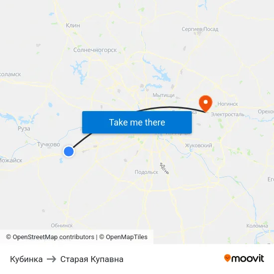 Кубинка to Старая Купавна map