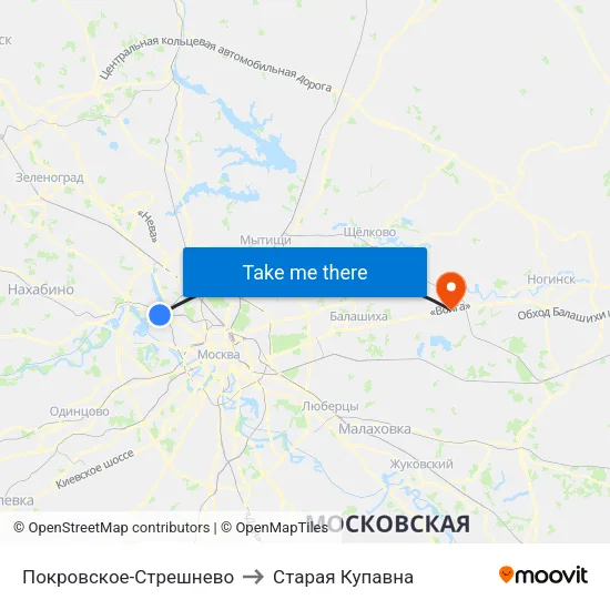 Покровское-Стрешнево to Старая Купавна map
